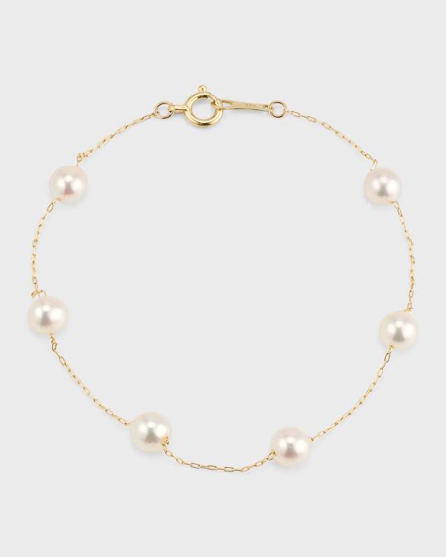 14k Gold Multi-Pearl Chain Bracelet