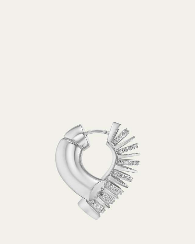 Oera 18K White Gold Half-Ribbed Diamond Earrings