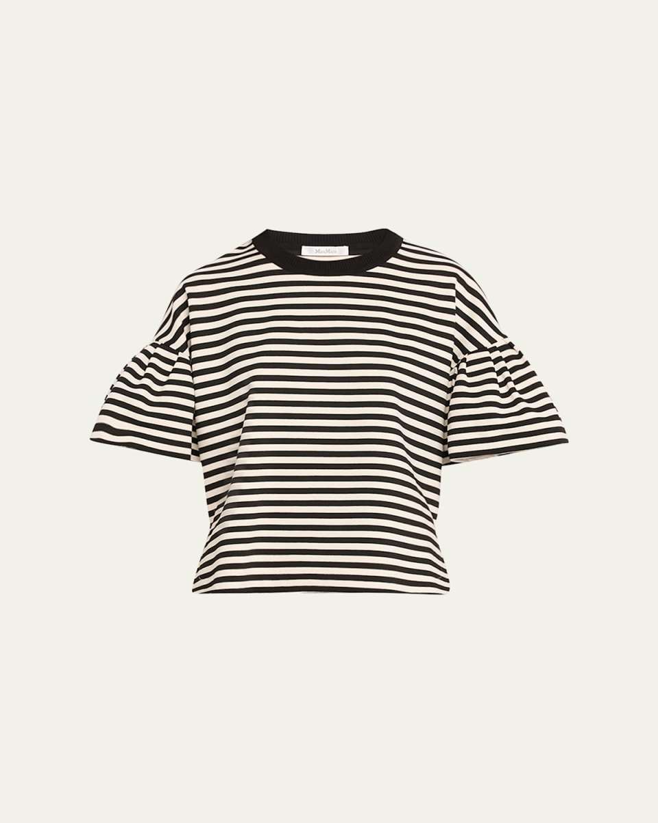 Peirak Striped Top with Ruffle Sleeves
