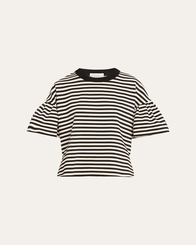 Peirak Striped Top with Ruffle Sleeves