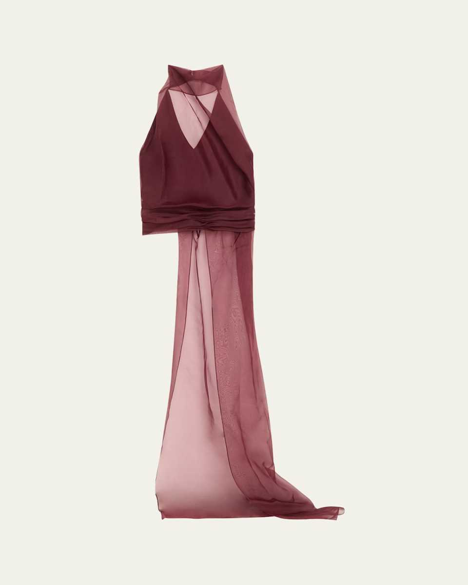 Sheer Cummerbund Halter Top
