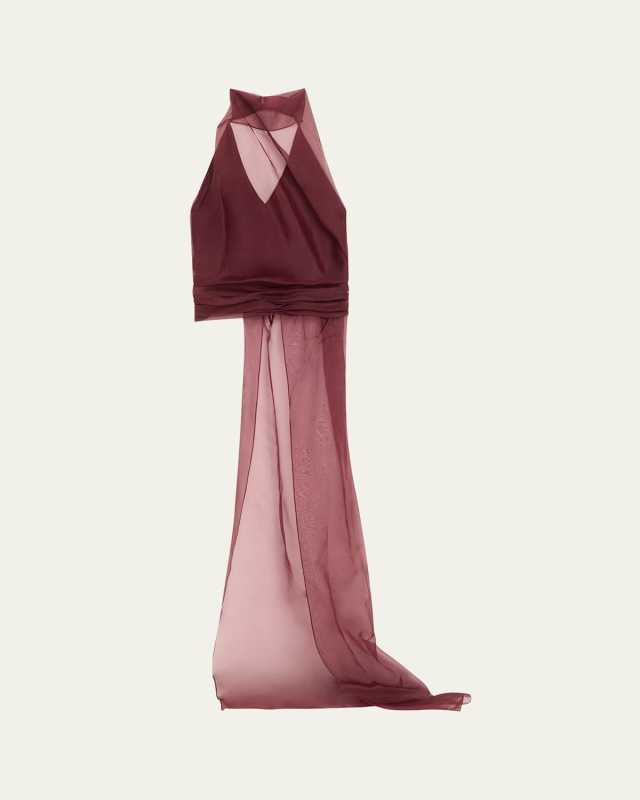 Sheer Cummerbund Halter Top