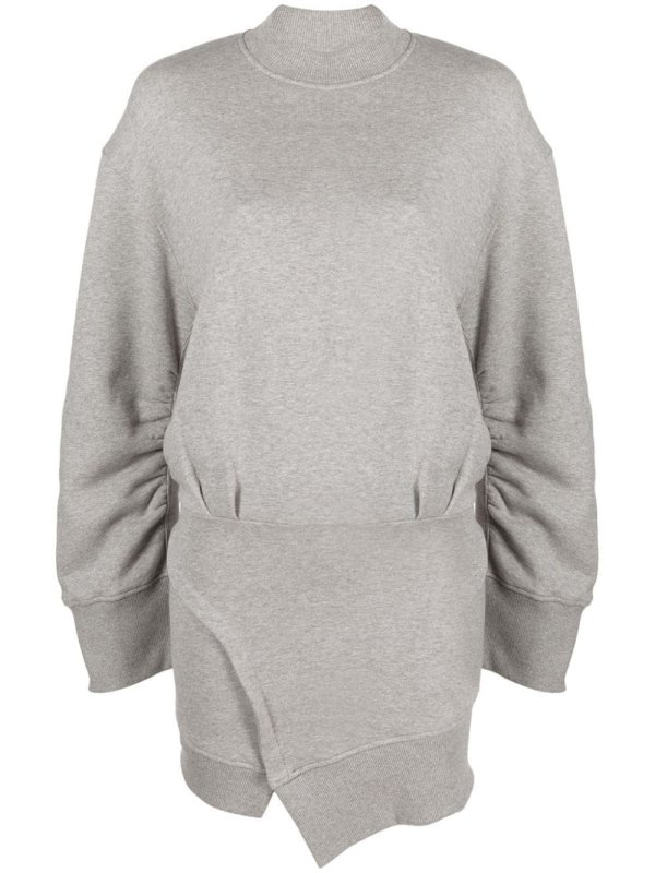 gathered-sleeve sweatshirt minidress