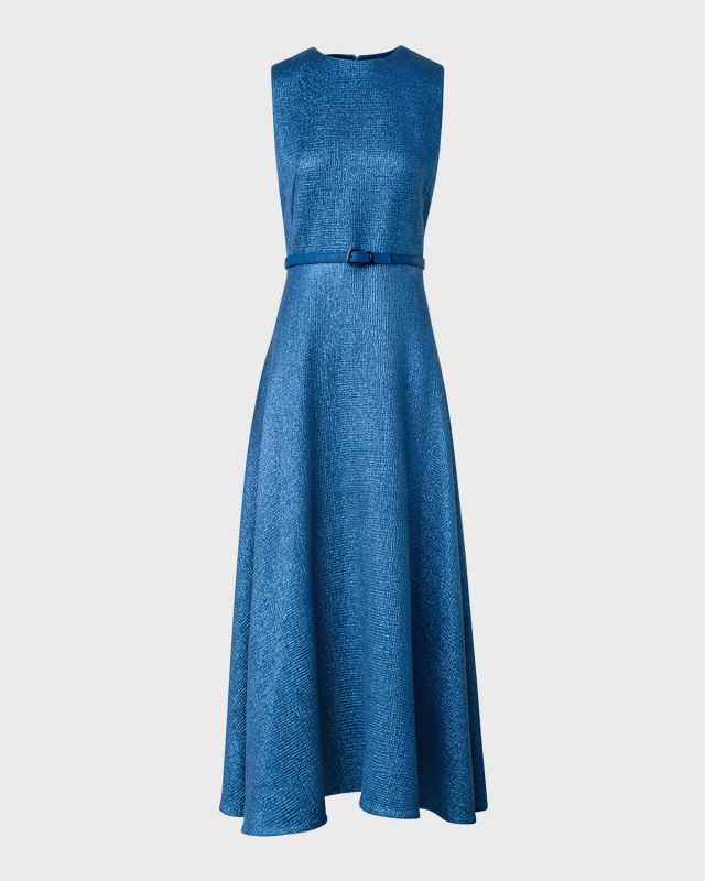 Structured Lurex Wool Midi Dress with Belt