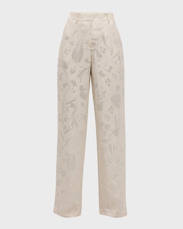 Gates Straight-Leg Eco Flora Jacquard Pants