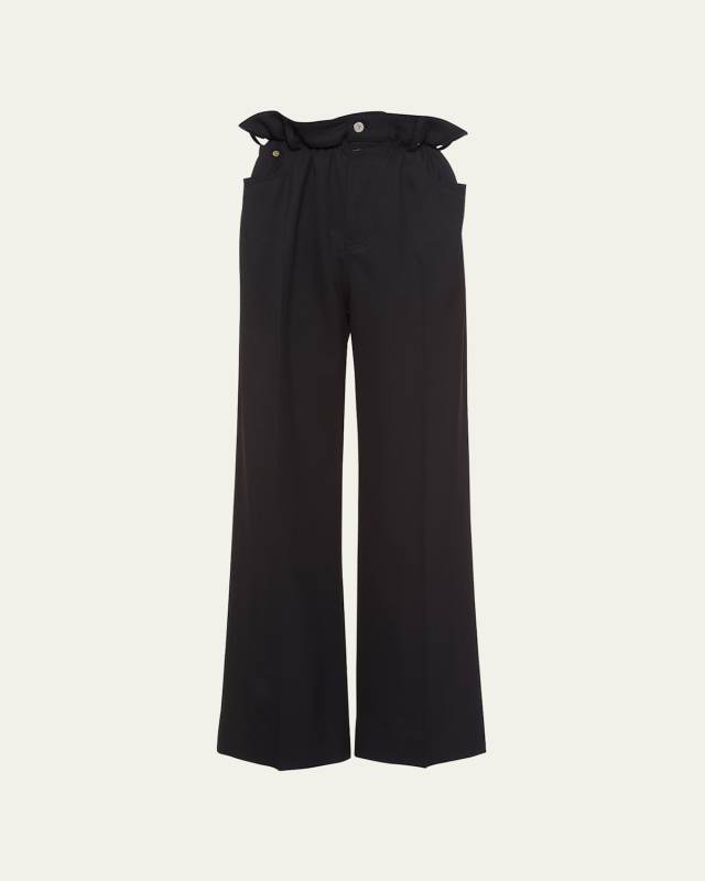 Paperbag Straight-Leg Wool Pants