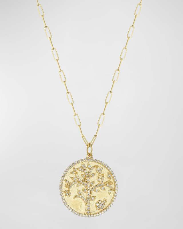 Yellow Gold Tree of Life Pendant Necklace with Diamonds