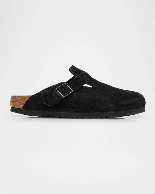 Boston Suede Buckle Clogs