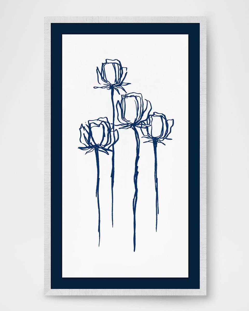 "Navy Rose 1" Framed Giclee