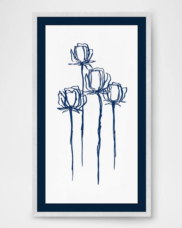 "Navy Rose 1" Framed Giclee