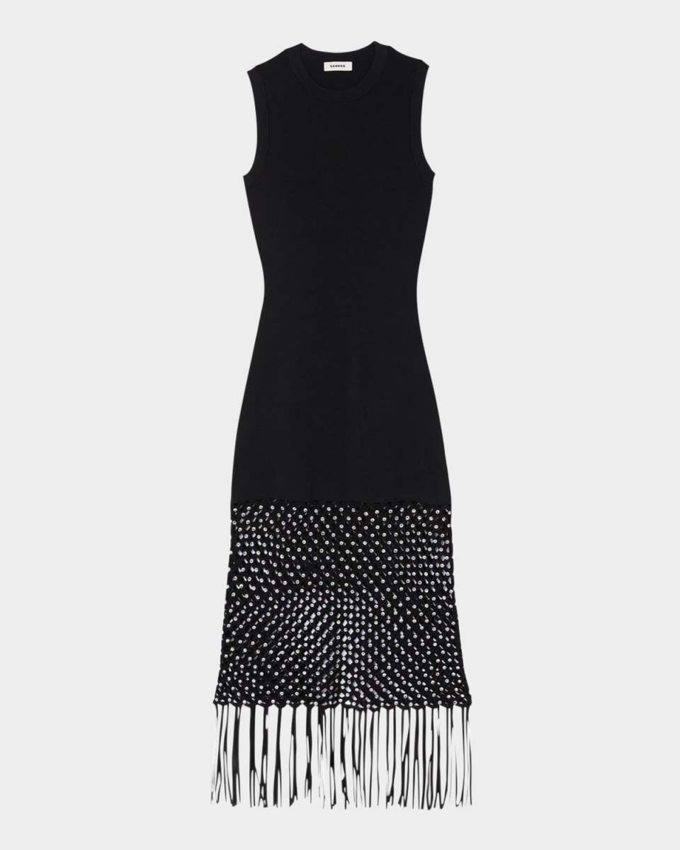 Constellation Embellished Crochet Midi Dress