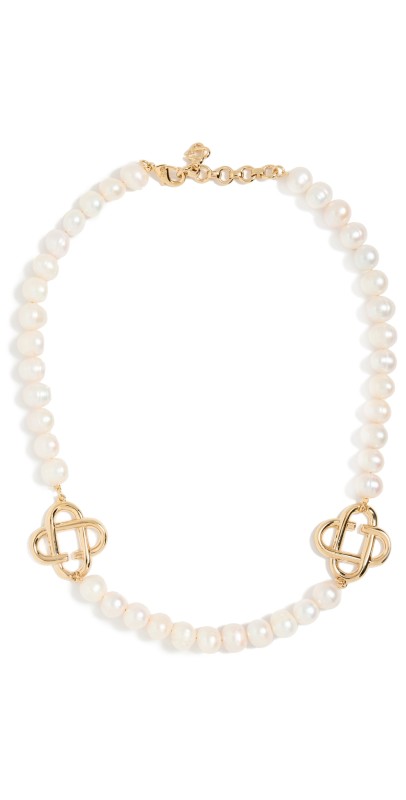 Casablanca Medium Pearl Logo Necklace Gold/Pearl