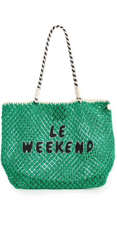 Clare V. Lete Tote Green Crochet w/ Black