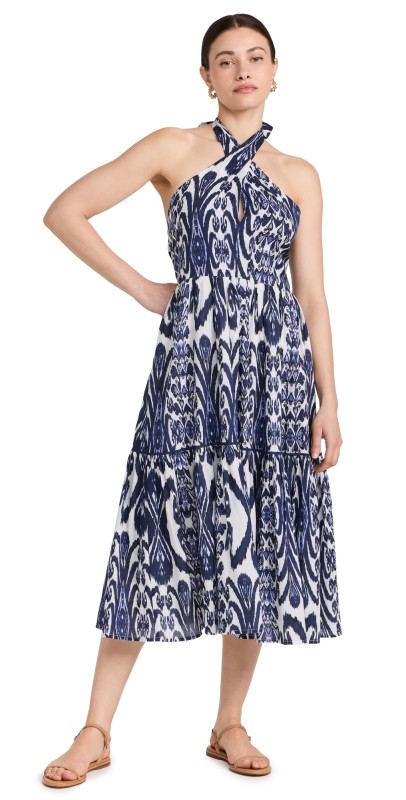 Ro's Garden Henrietta Midi Dress Blue Kyoto