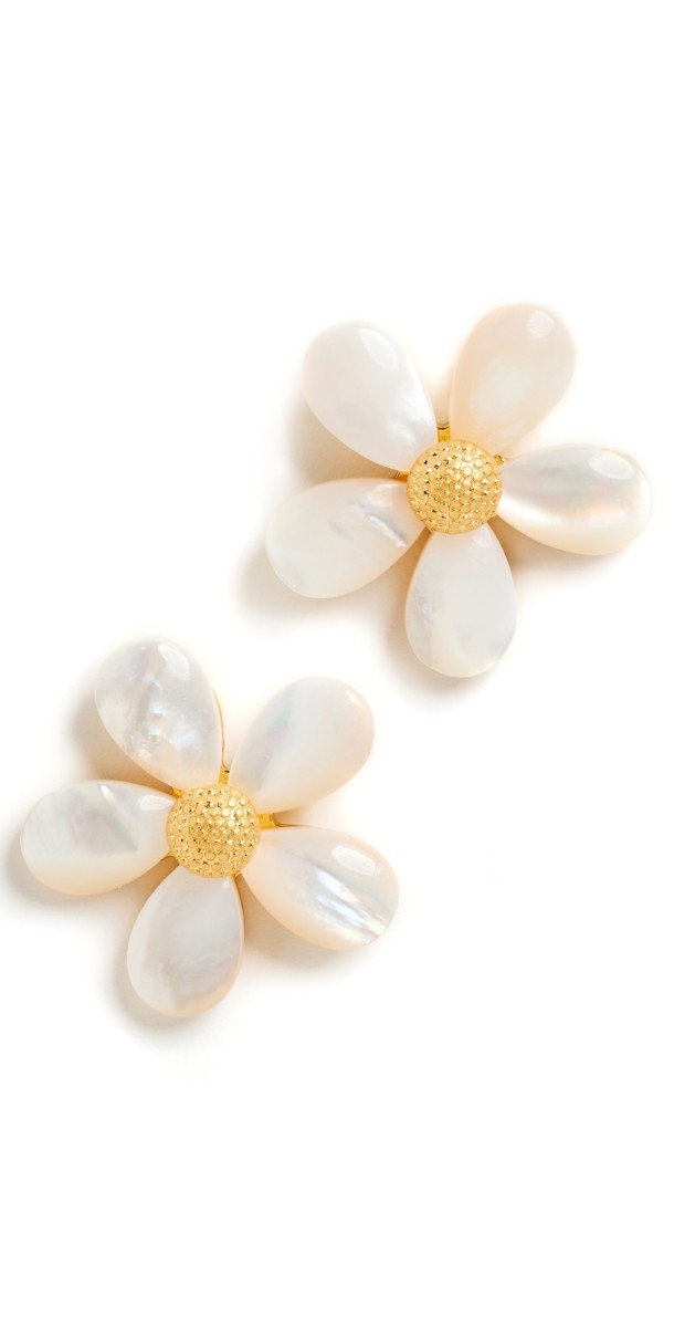 Brinker + Eliza Flower Child Earrings Pearl/Gold