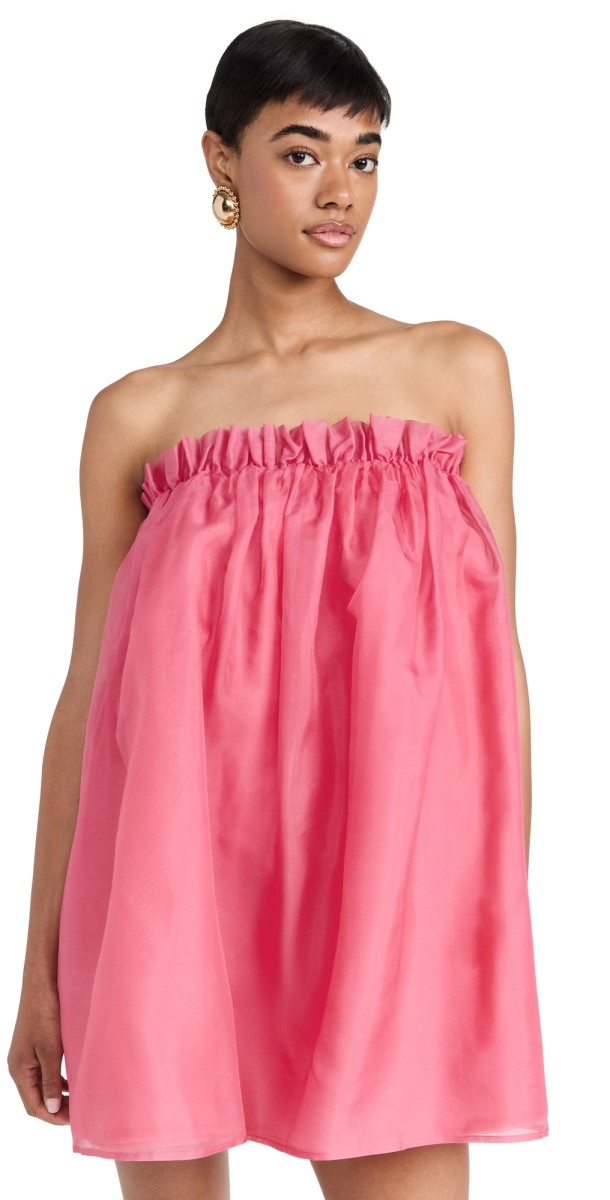 CAROLINE CONSTAS Martina Strapless Baby Doll Mini Dress Astra