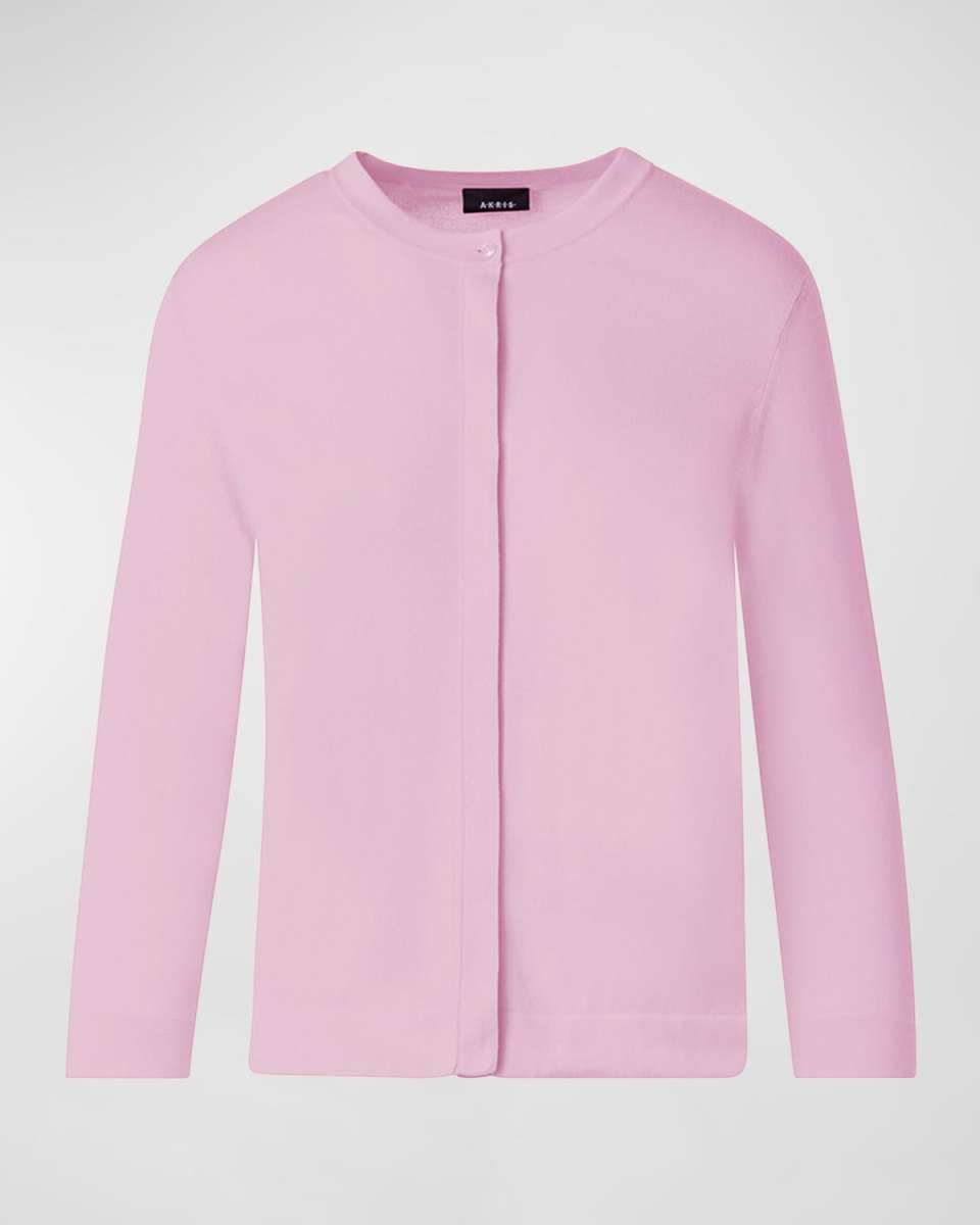 Sea Island Knit Cardigan with Hemstitch Detail