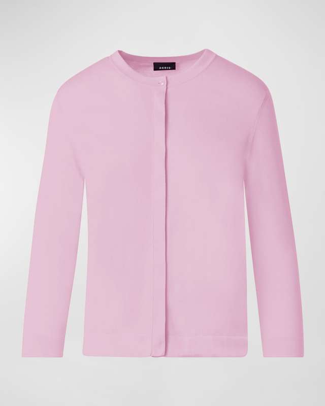 Sea Island Knit Cardigan with Hemstitch Detail