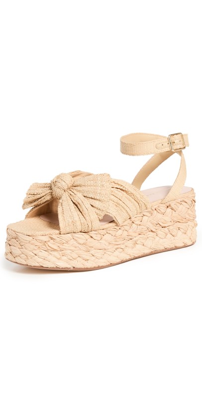 Loeffler Randall Gaby Pleated Bow Bow Braided Espadrilles Natural