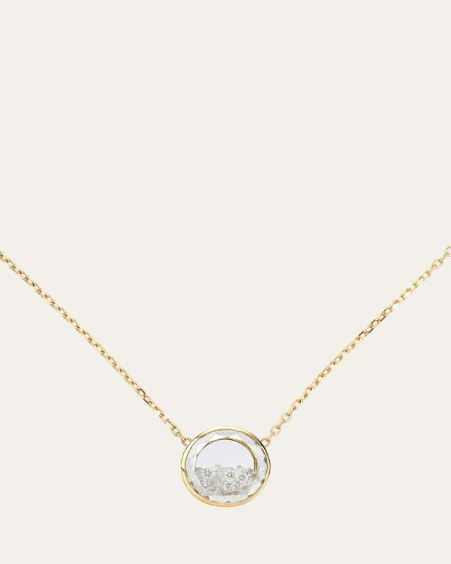 18K Yellow Gold Naipe Circle Diamond Kaleidoscope Shaker Necklace