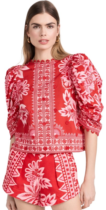 FARM Rio Flora Tapestry Red Blouse Flora Tapestry Red