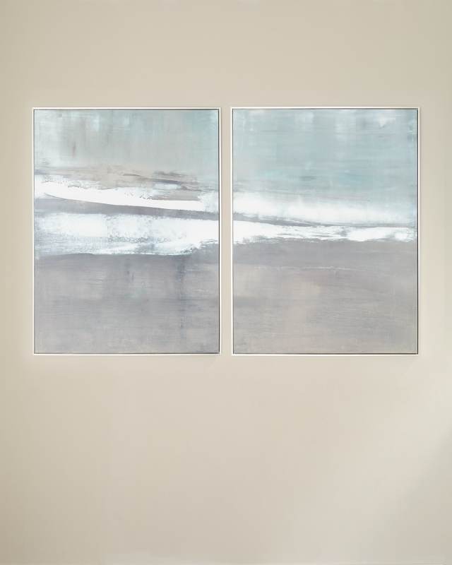 "Oceans Apart" Hand-Embellished Giclee on Canvas Diptych, 36" x 48"