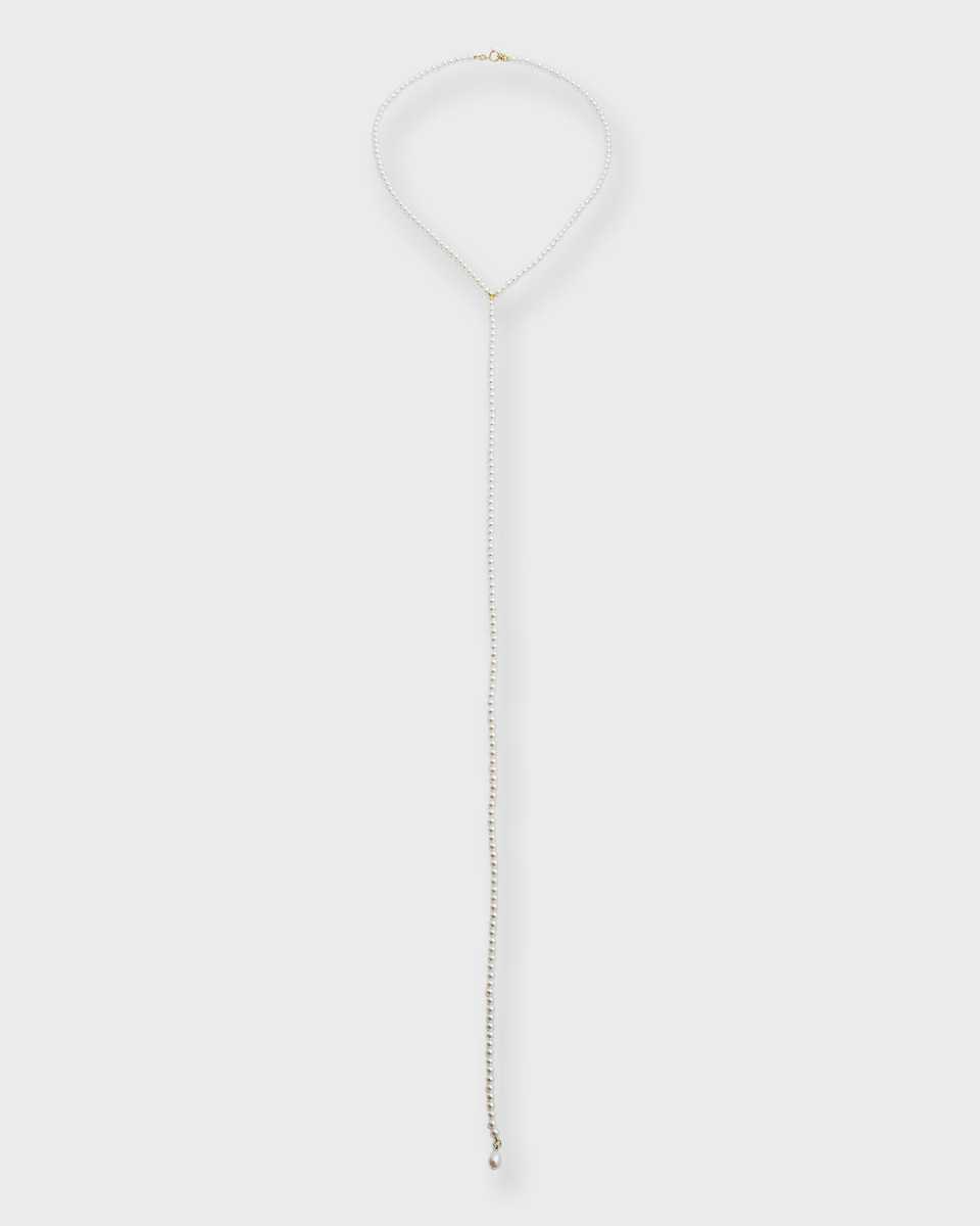 14k Baby Pearl Long Lariat Necklace