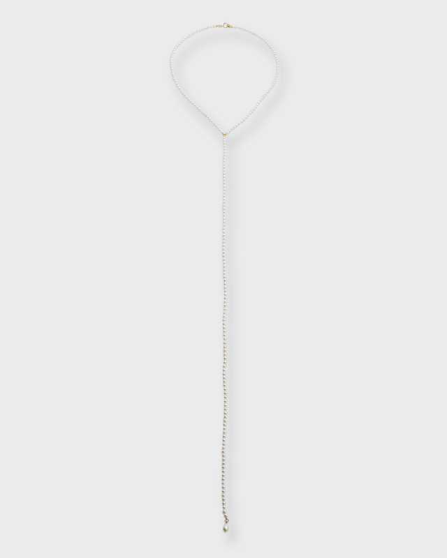 14k Baby Pearl Long Lariat Necklace