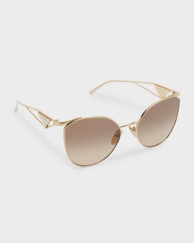 Logo Emblem Metal Cat-Eye Sunglasses
