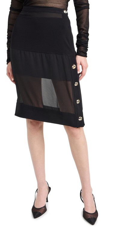 Proenza Schouler Technical Chiffon Skirt Black