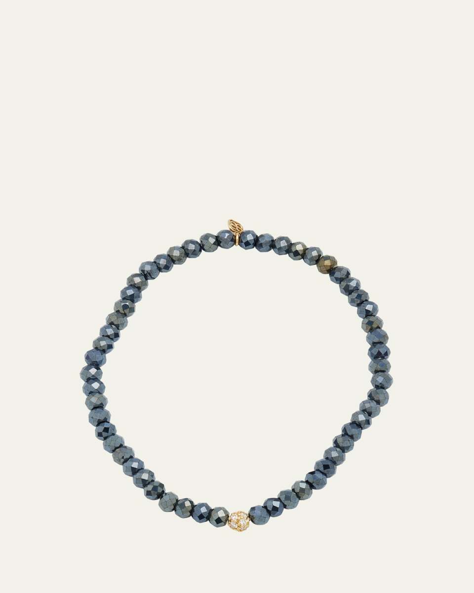 4mm Mystic Black Spinel Bracelet with Diamond Bead