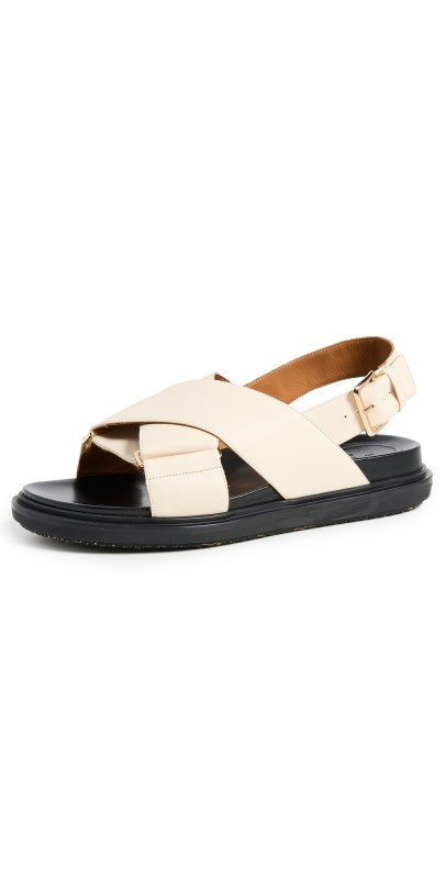Marni Fussbett Crisscross Sandals Silk White