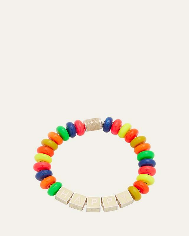 Rainbow Happy Bracelet with Enamel on Silver Donuts