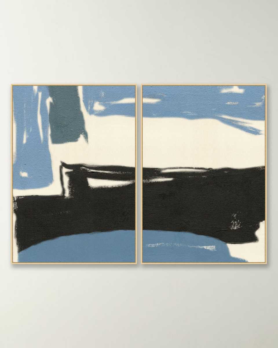 "Black and Blue 1 & 2" Framed Giclee Wall Art