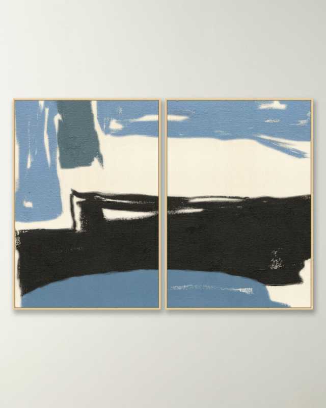 "Black and Blue 1 & 2" Framed Giclee Wall Art