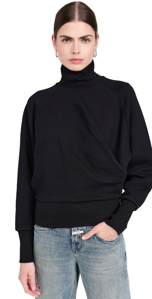 Closed Draped Turtleneck Sweatshirt Black