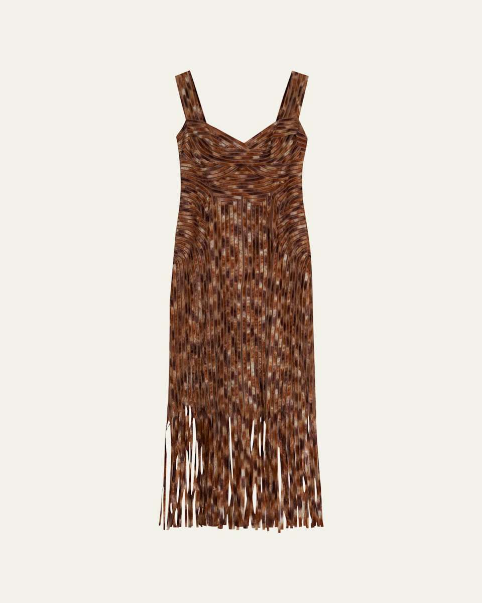 Dalette Dyed Fringe Sleeveless Midi Dress