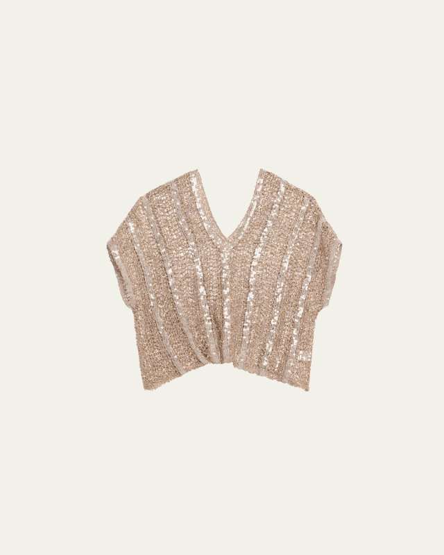 Raffia Net Embroidered Knit Sweater