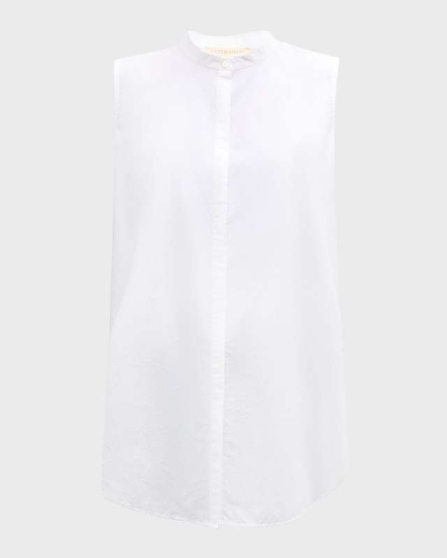 Sleeveless Organic Cotton Poplin Shirt