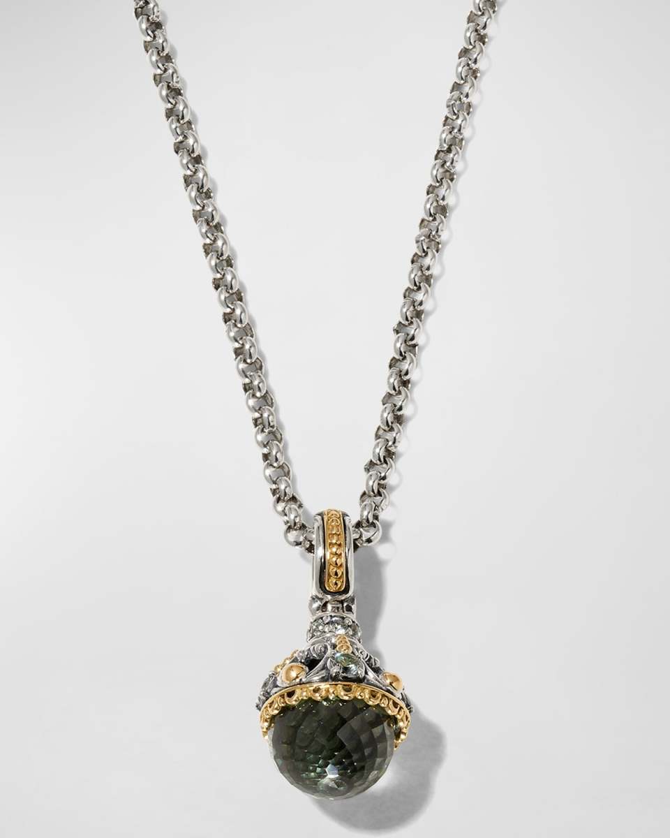 Silver and Gold Green Amethyst Ornament Necklace