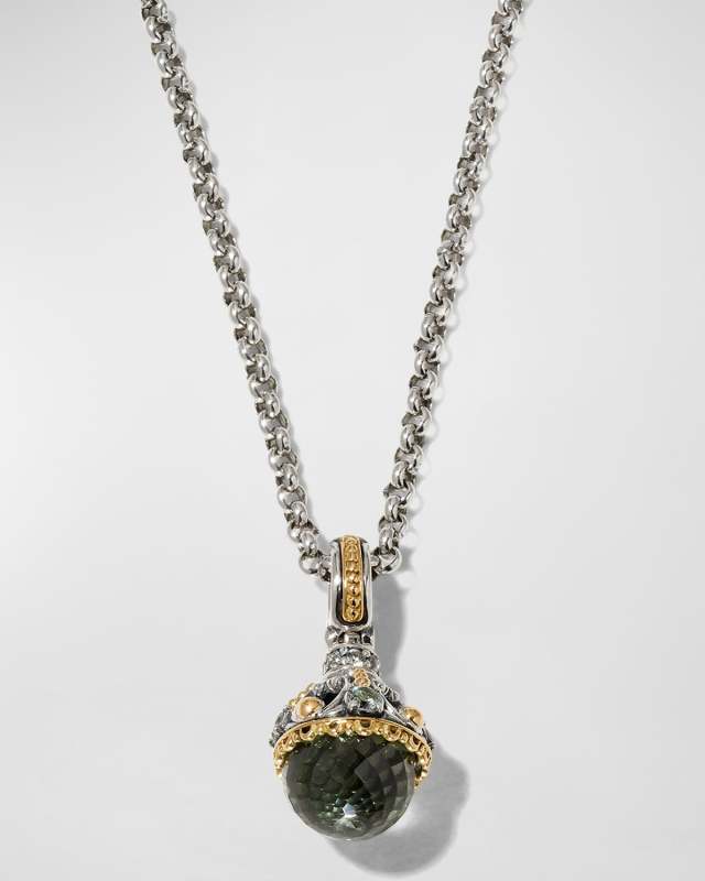 Silver and Gold Green Amethyst Ornament Necklace
