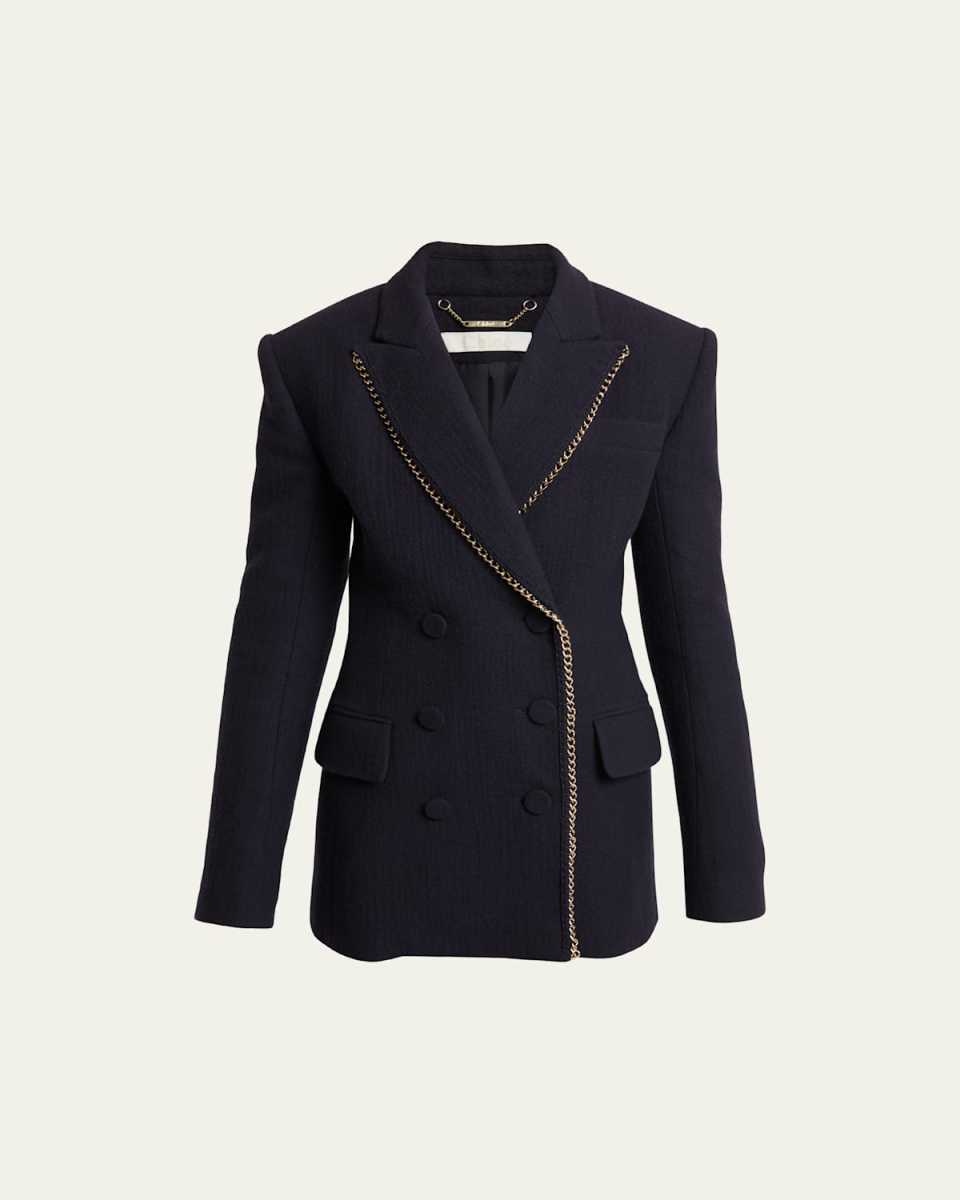 Wool Blazer with Chain Detail