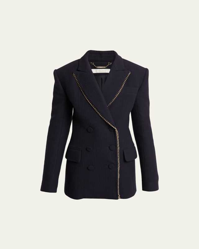 Wool Blazer with Chain Detail