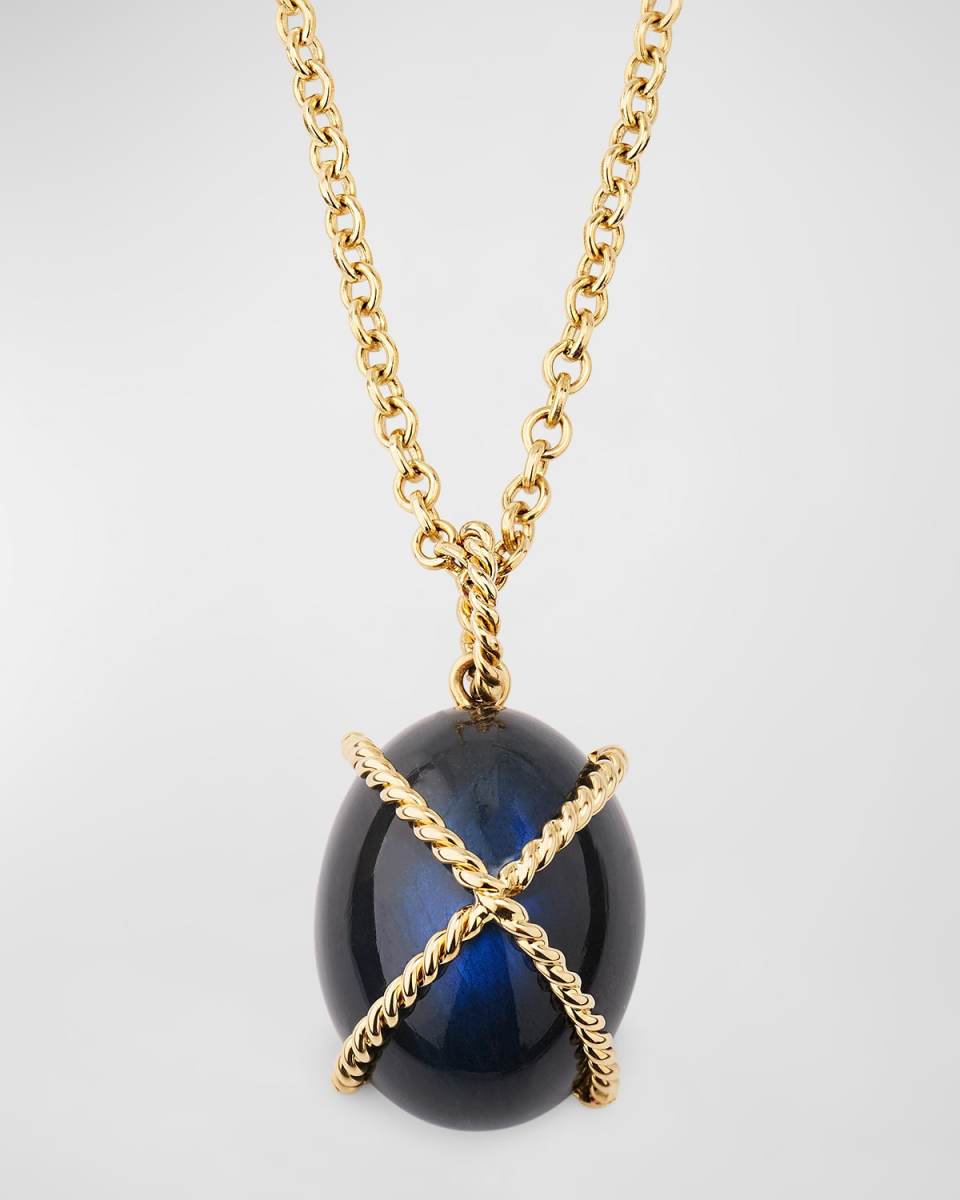18K Yellow Gold Wrapped Pebble Pendant Necklace
