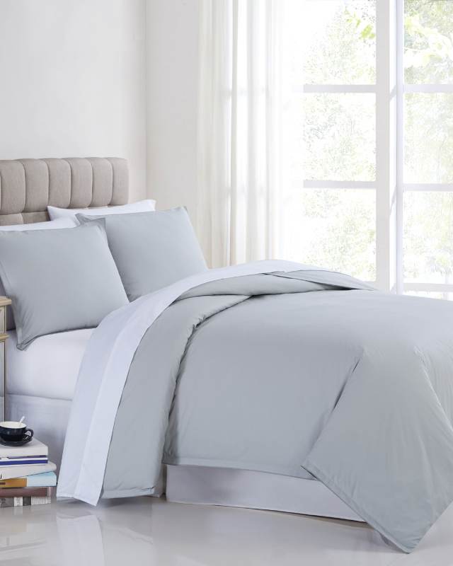 3-Piece 400-Thread Count Percale Full/Queen Duvet Set, Gray