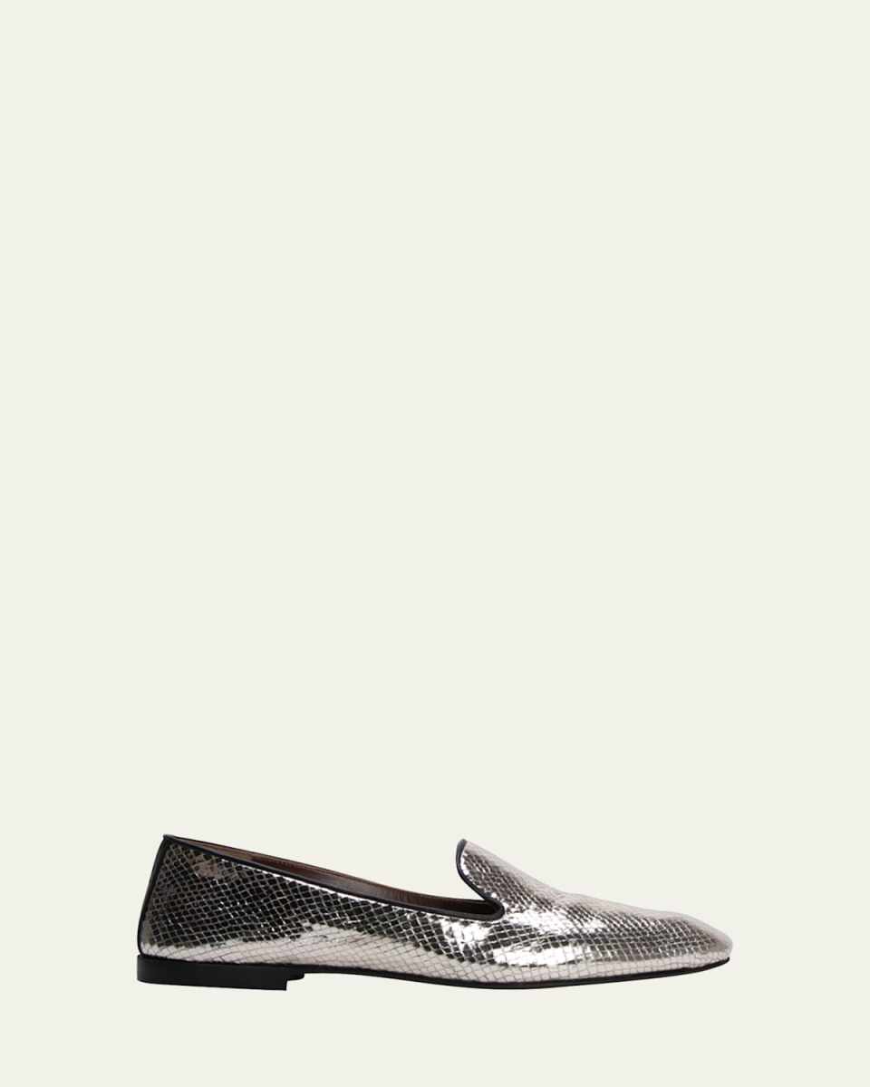 Metallic Embossed Classic Loafers