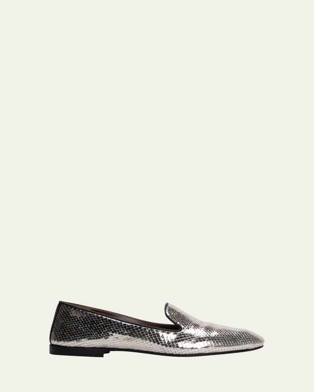 Metallic Embossed Classic Loafers