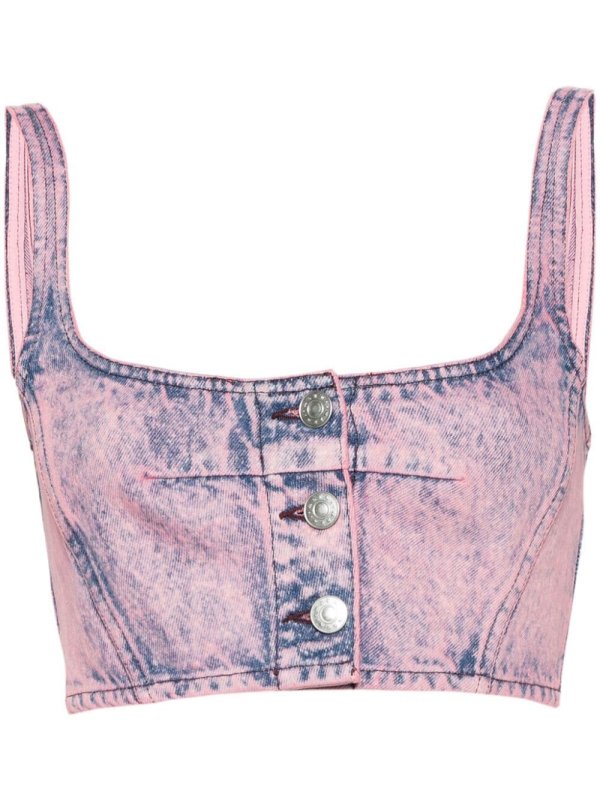 bleached denim crop top