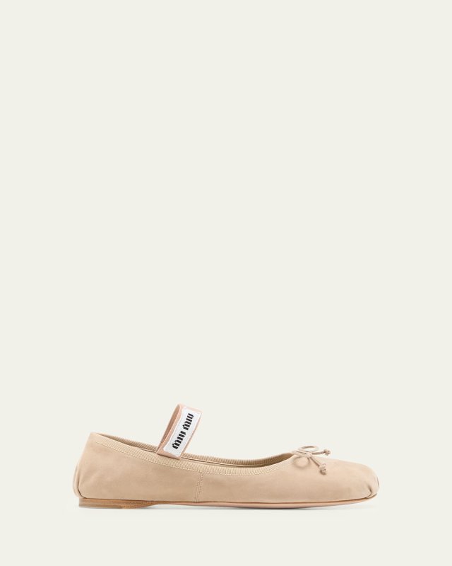 Suede Logo Ballerina Flats