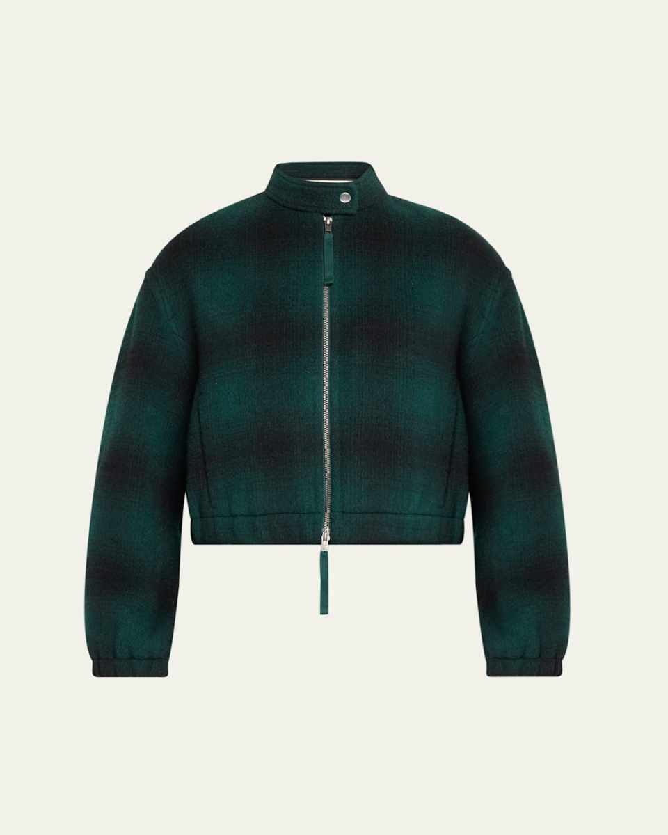 Shadow Plaid Bomber Jacket
